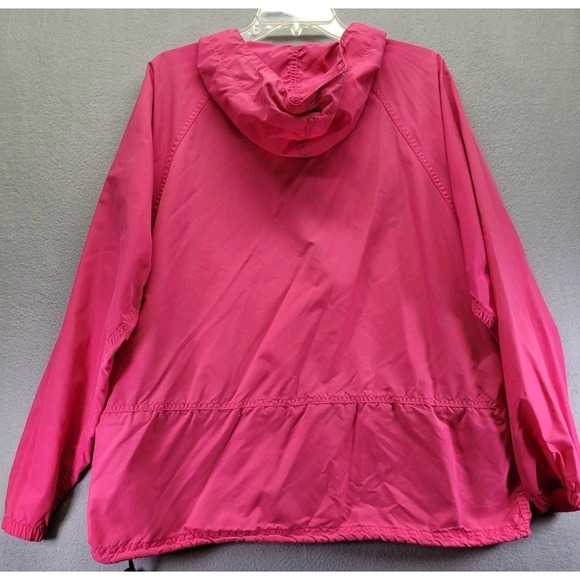 VINTAGE LL Bean Jacket Womens Large Pink Anorak Hooded Windbreaker Made In USA - Picture 11 of 14